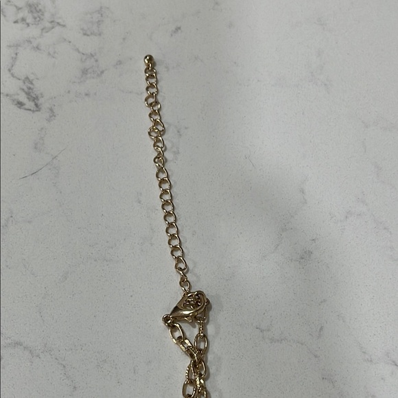 Cream Beaded Necklace with Gold Chain and Natural Stone Pendant - Picture 14 of 14